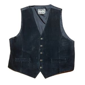 Vintage Leather Vest Men’s Large Black Suede
